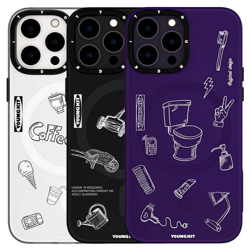 iPhone 14 Pro Max Kılıf M-safe Şarj Özellikli Desenli Youngkit Plaything Serisi Kılıf