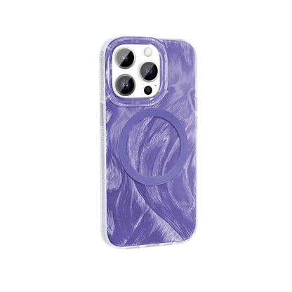 iPhone 14 Pro Max Kılıf M-safe Şarj Özellikli Fırça Boya Desenli Zore Palet Kılıf