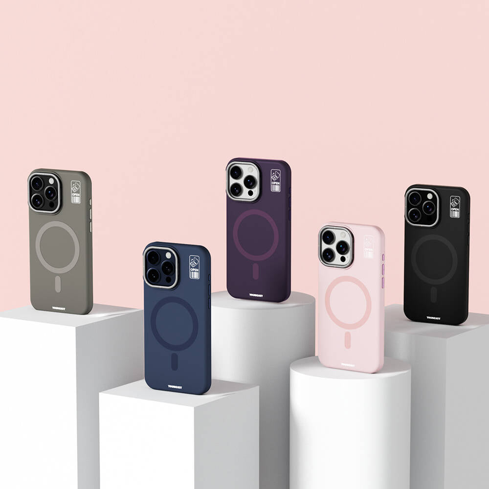 iPhone 14 Pro Max Kılıf M-safe Şarj Özellikli Kamera Standlı Youngkit Bitty Cream Kılıf