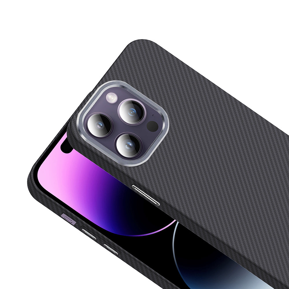 iPhone 14 Pro Max Kılıf M-safe Şarj Özellikli Karbon Fiber Görünümlü Zore Gros Kılıf