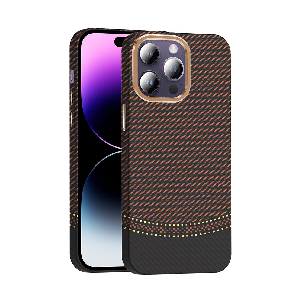 iPhone 14 Pro Max Kılıf M-safe Şarj Özellikli Karbon Fiber Görünümlü Zore Gros Kılıf