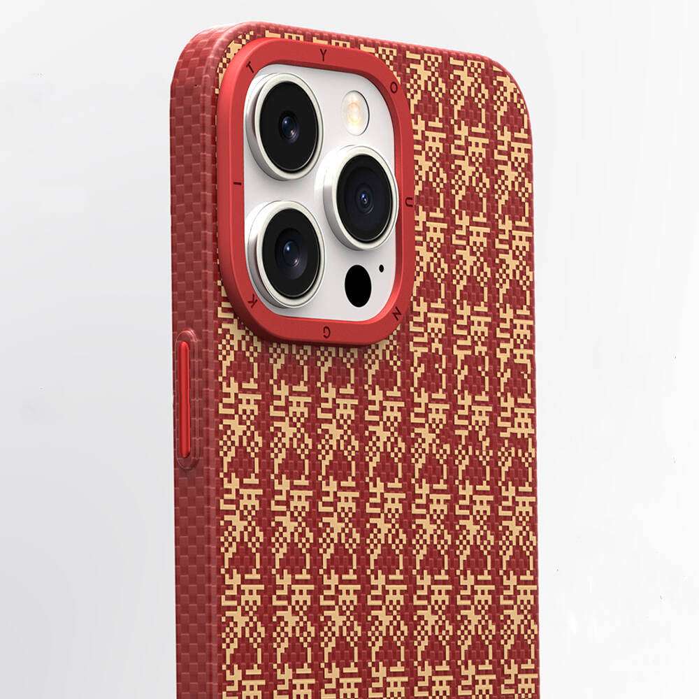 iPhone 14 Pro Max Kılıf M-safe Şarj Özellikli Kevlar 1500D Youngkit Auspicious Loong Serisi Kılıf