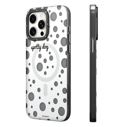 iPhone 14 Pro Max Kılıf M-safe Şarj Özellikli Polka Dot Desenli Youngkit Spots Serisi Kılıf