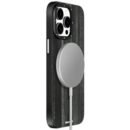iPhone 14 Pro Max Kılıf M-safe Şarj Özellikli Sararmaya Dayanıklı Youngkit Wood Forest Serisi Kılıf