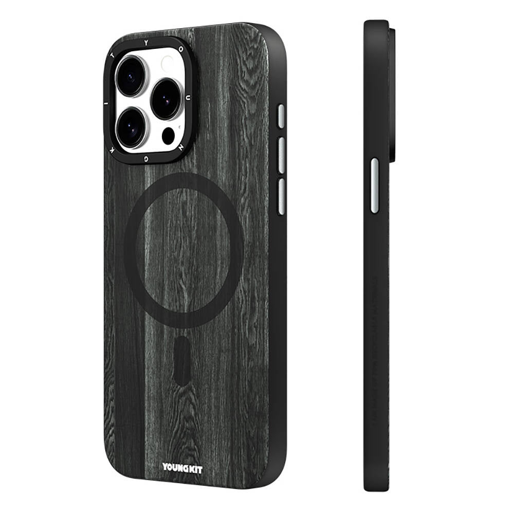 iPhone 14 Pro Max Kılıf M-safe Şarj Özellikli Sararmaya Dayanıklı Youngkit Wood Forest Serisi Kılıf