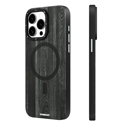 iPhone 14 Pro Max Kılıf M-safe Şarj Özellikli Sararmaya Dayanıklı Youngkit Wood Forest Serisi Kılıf