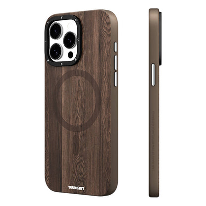 iPhone 14 Pro Max Kılıf M-safe Şarj Özellikli Sararmaya Dayanıklı Youngkit Wood Forest Serisi Kılıf