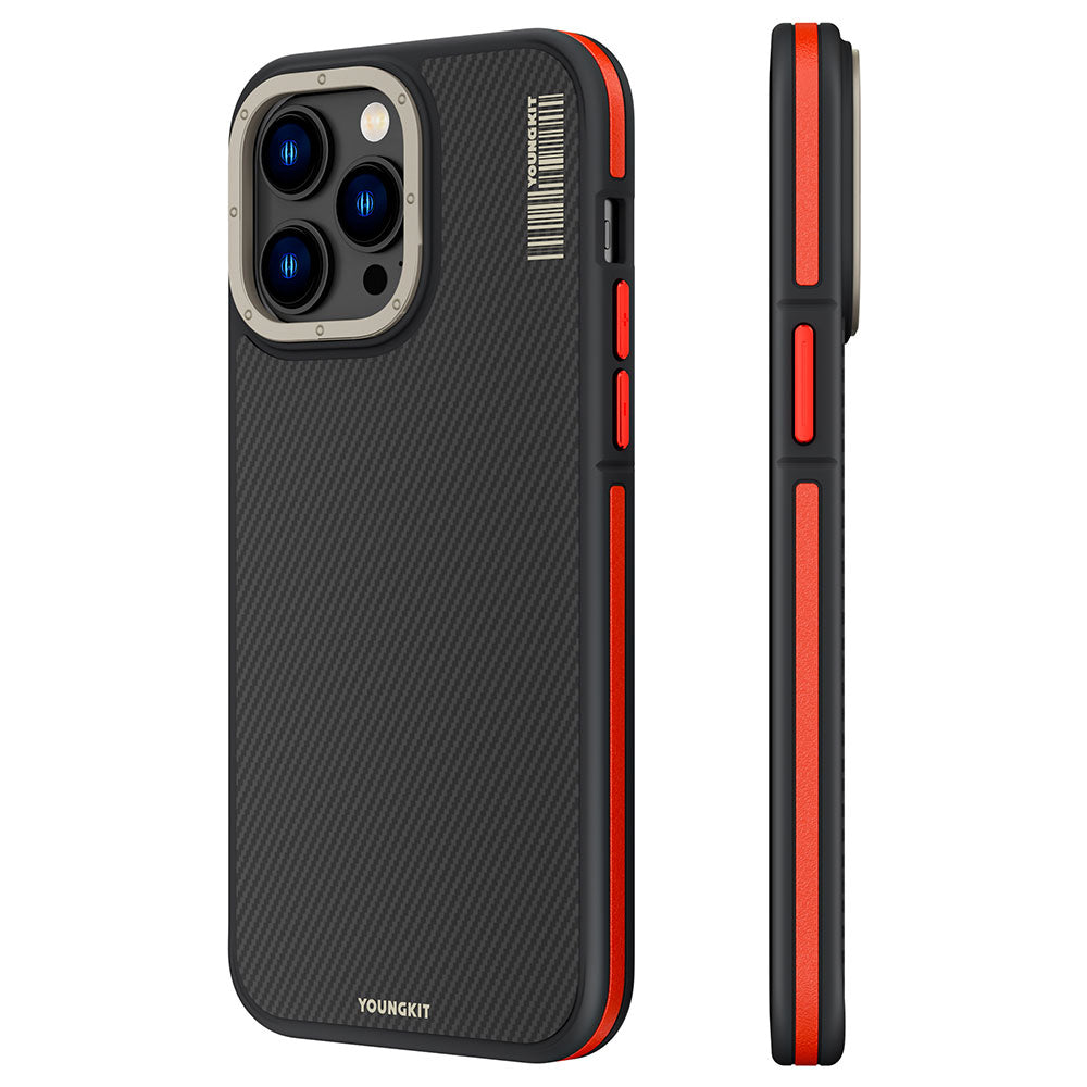 iPhone 14 Pro Max Kılıf M-safe Şarj Özellikli YoungKit 600D Kevlar Kılıf