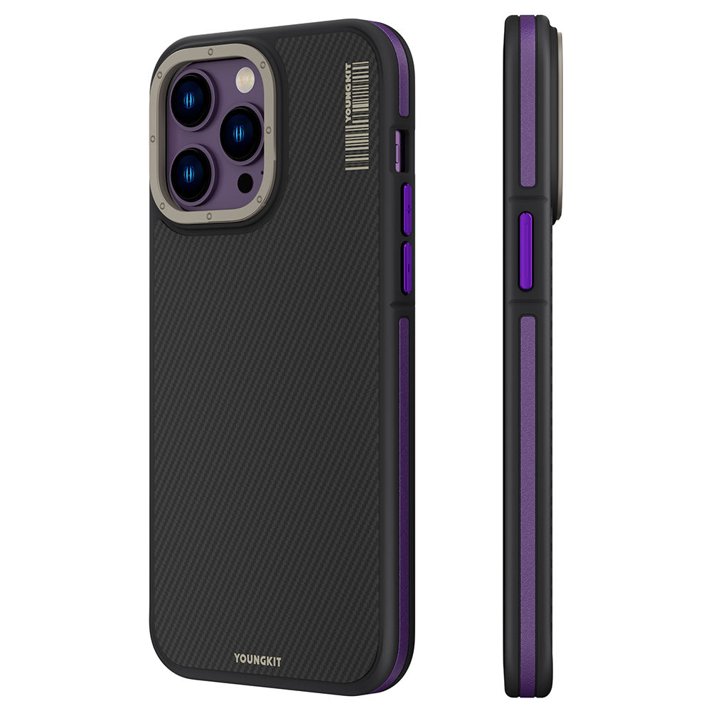 iPhone 14 Pro Max Kılıf M-safe Şarj Özellikli YoungKit 600D Kevlar Kılıf