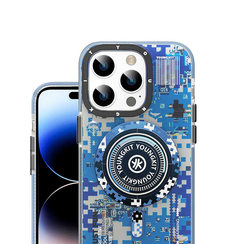 iPhone 14 Pro Max Kılıf M-safe Şarj Özellikli YoungKit Kamuflaj Serisi Kılıf