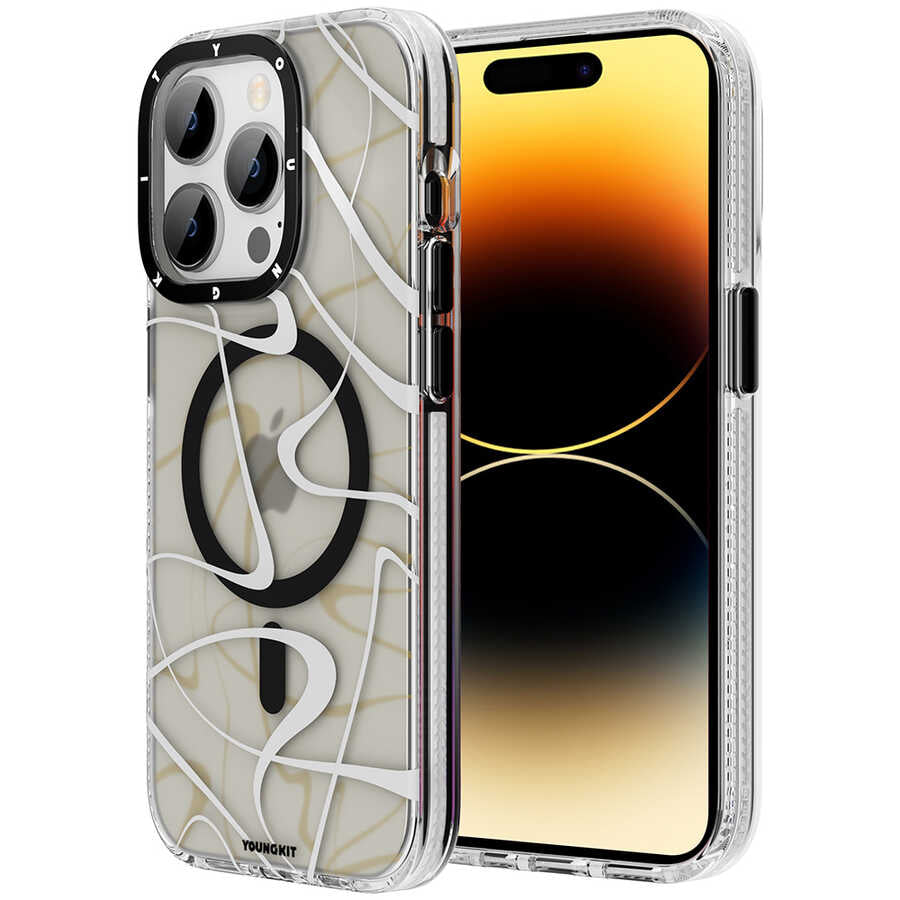 iPhone 14 Pro Max Kılıf M-safe Şarj Özellikli Youngkit Water-Ink Serisi Kılıf