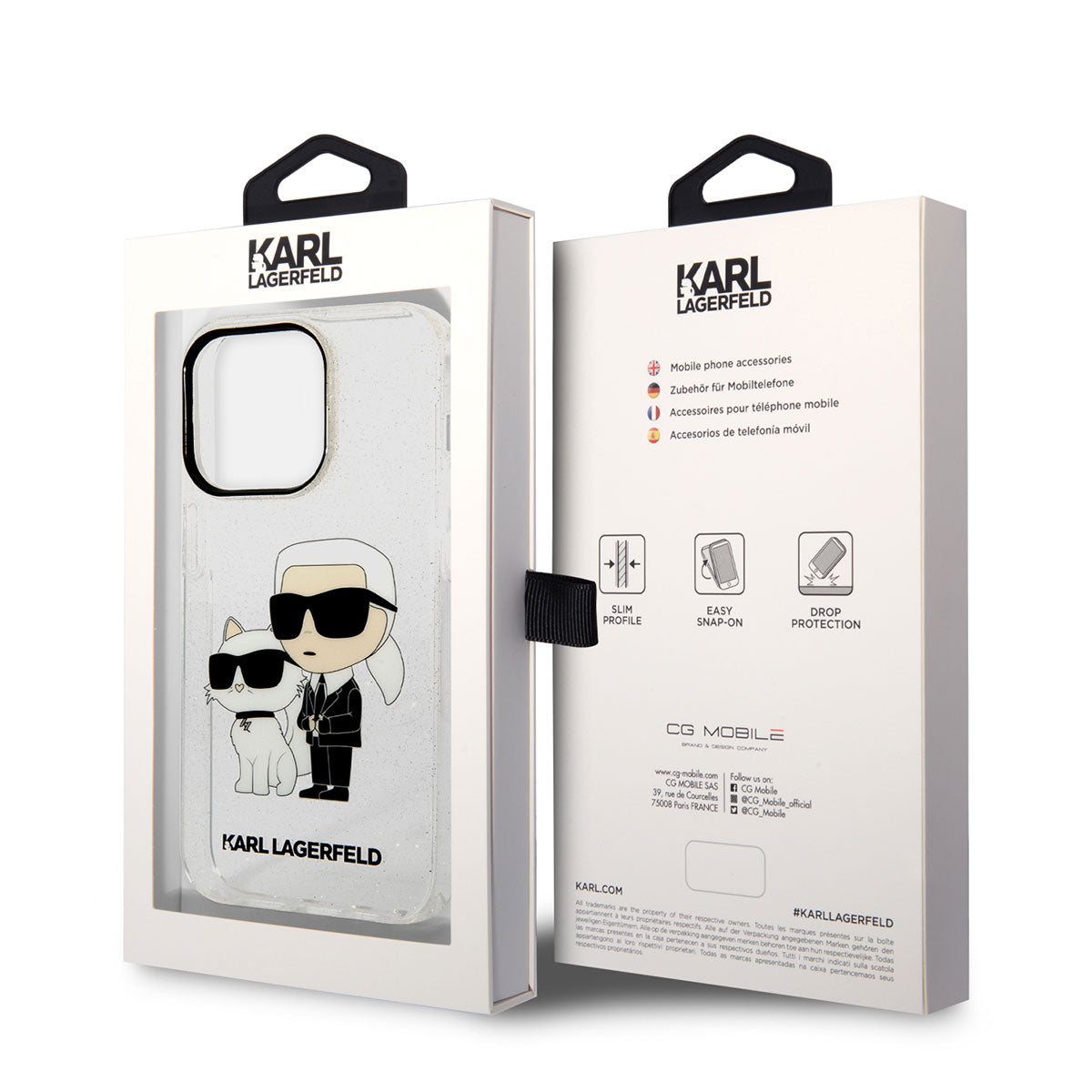 iPhone 14 Pro Max Kılıf Karl Lagerfeld Transparan Simli K&C Dizayn Kılıf