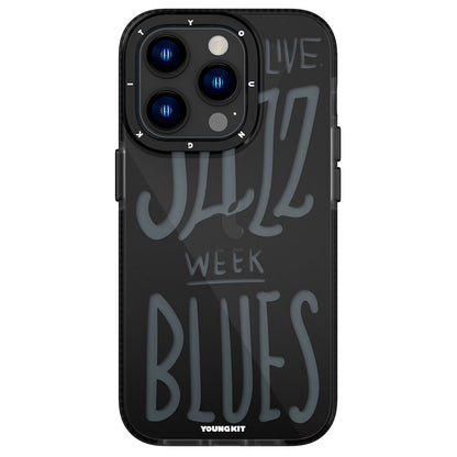iPhone 14 Pro Max Kılıf Şeffaf Renkli Yazı Temalı Tasarım YoungKit Jazz Serisi Kılıf