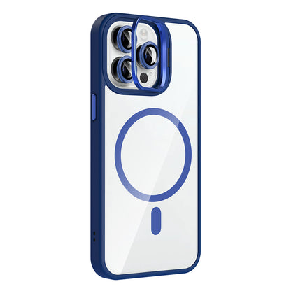 iPhone 14 Pro Max Kılıf Standlı ve Kamera Lens Hediyeli M-Safe Şarj Özellikli Zore Etro Kılıf