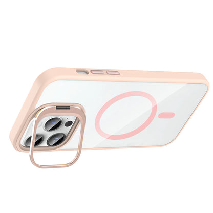 iPhone 14 Pro Max Kılıf Standlı ve Kamera Lens Hediyeli M-Safe Şarj Özellikli Zore Etro Kılıf