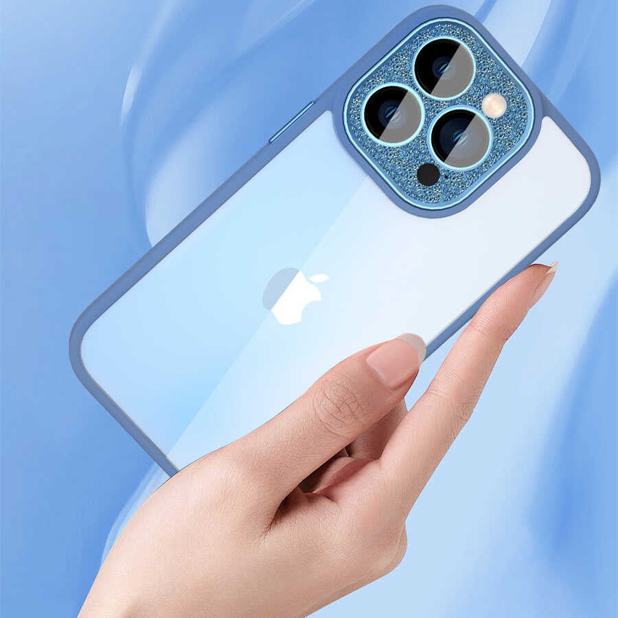 iPhone 14 Pro Max Kılıf Wiwu GCC-105 Lens Korumalı Renkli Kenar Arkası Şeffaf Multicolor Kılıf