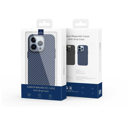 iPhone 14 Pro Max Kılıf Wiwu Karbon Fiber Görünümlü M-safe Wireless Şarj Özellikli Kabon Kılıf