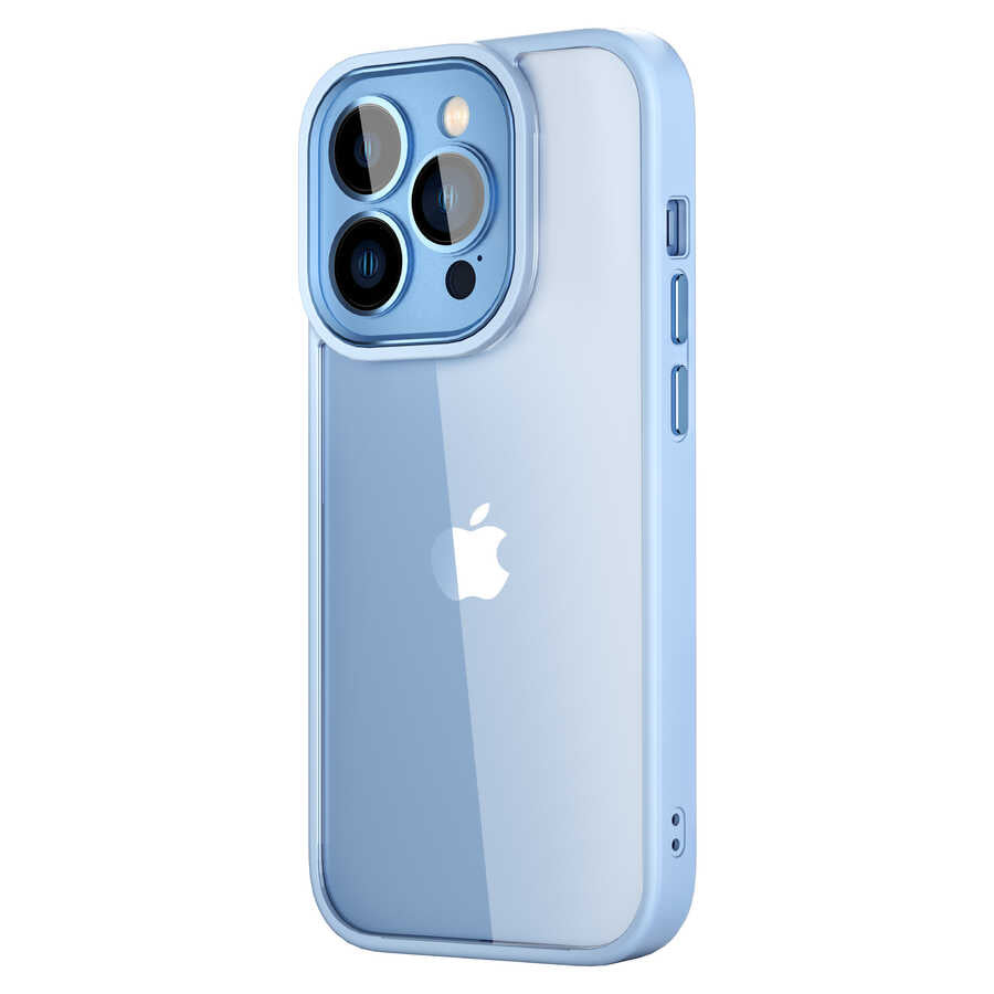 iPhone 14 Pro Max Kılıf Wiwu VCC-104 Lens Korumalı Renkli Kenar Arkası Şeffaf Vivid Clear Kılıf