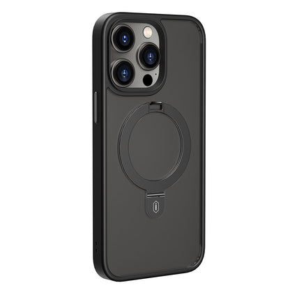 iPhone 14 Pro Max Kılıf Wiwu ZMM-010 M-safe Şarj Özellikli Parmak İzi Bırakmayan Mat Transparan Standlı Kılıf