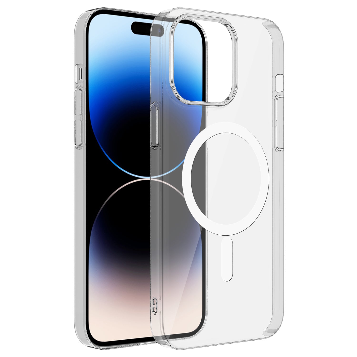 iPhone 14 Pro Max Kılıf Zore Wireless Şarj Özellikli Şeffaf Tek Kamera Çerçeveli Porto Kılıf
