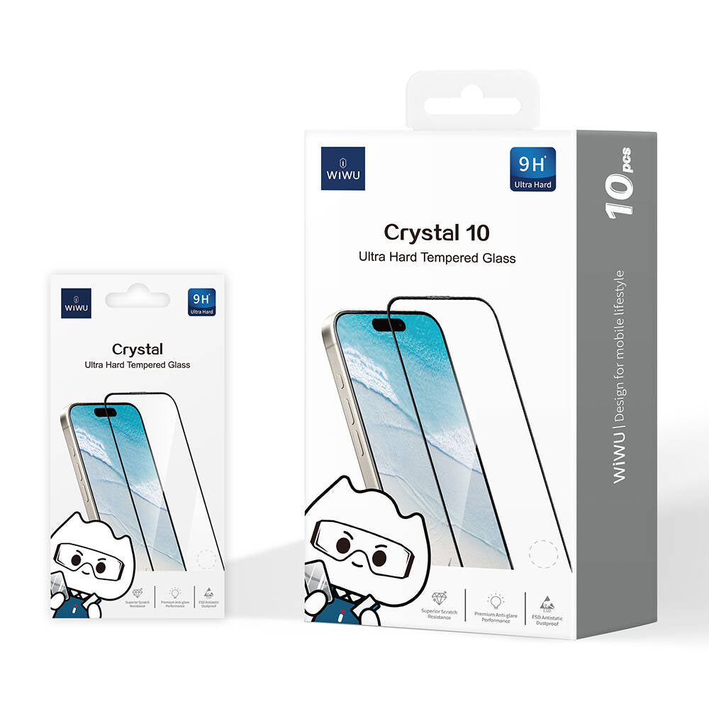 iPhone 14 Wiwu GT-008 Polimer Oleofobik Kaplama Şeffaf Pürüzsüz Temperli Cam Ekran Koruyucu 10'lu Paket