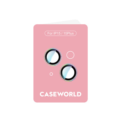 iPhone 15 CaseWorld Alloy Sparkling Diamond Serisi Taşlı Lens Koruyucu