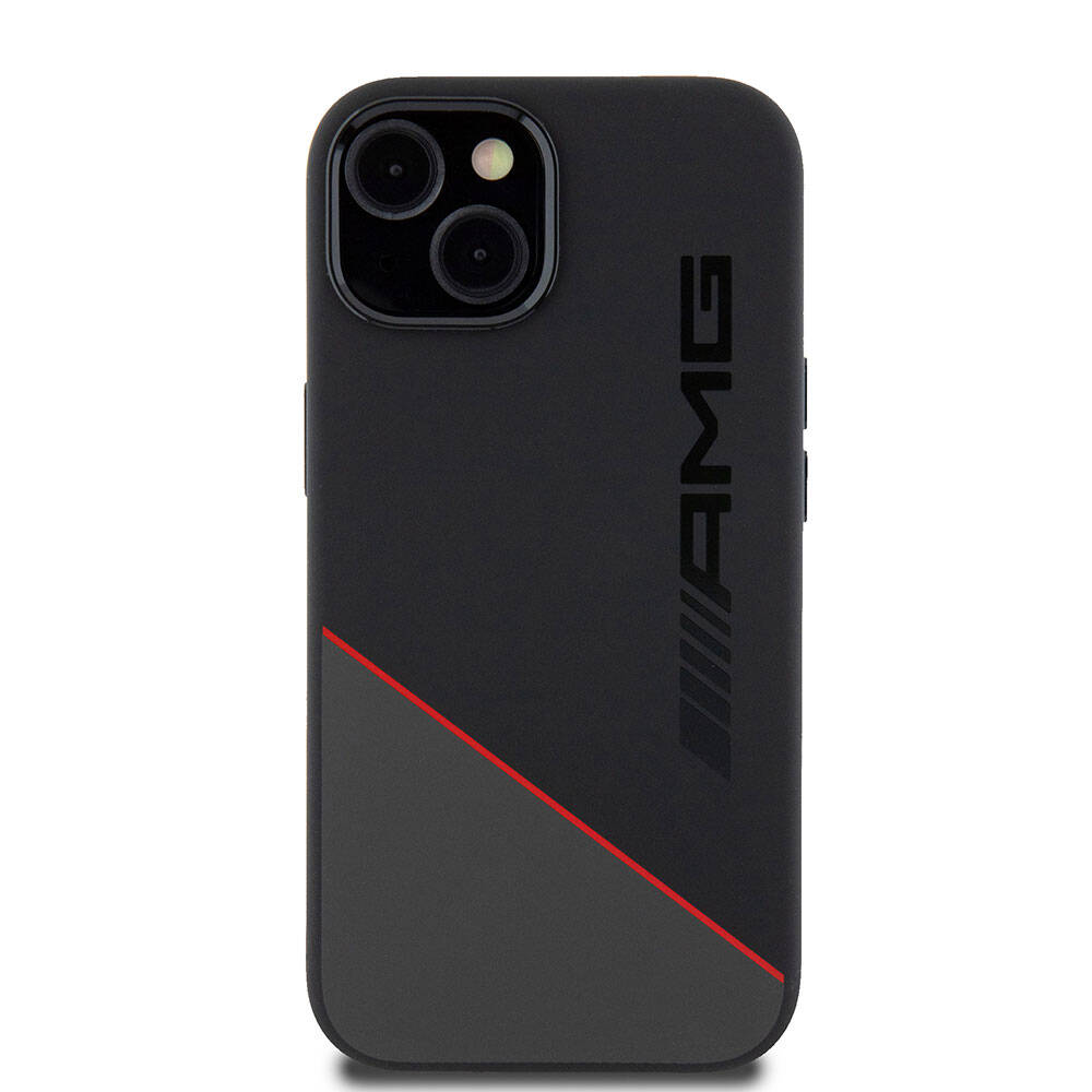 iPhone 15 Kılıf AMG orijinal Lisanslı M-safe Şarj Özellikli Silikon Kırmızı Çizgili Kılıf