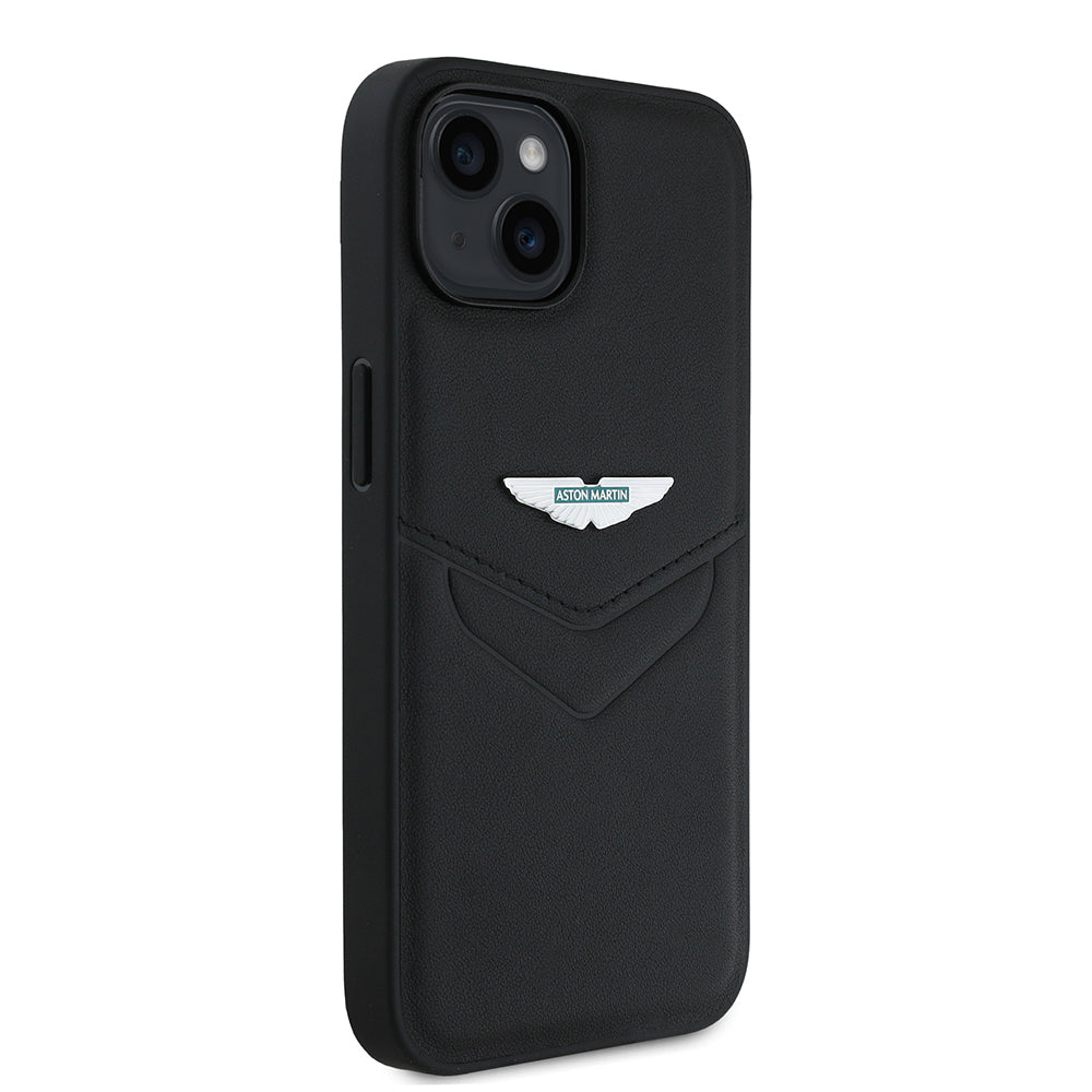 iPhone 15 Kılıf Aston Martin Orijinal Lisanslı Victory Dizayn PU Deri Metal Logolu Kılıf