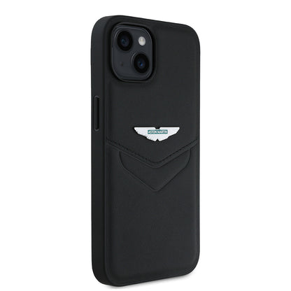 iPhone 15 Kılıf Aston Martin Orijinal Lisanslı Victory Dizayn PU Deri Metal Logolu Kılıf
