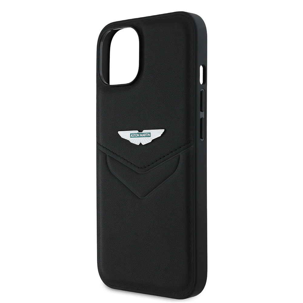 iPhone 15 Kılıf Aston Martin Orijinal Lisanslı Victory Dizayn PU Deri Metal Logolu Kılıf