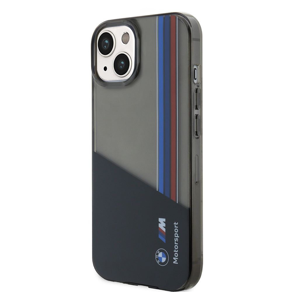 iPhone 15 Kılıf BMW Orijinal Lisanslı Yarı Transparan M Dizayn Çizgili Kılıf