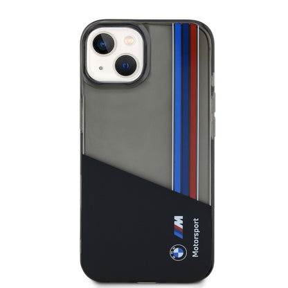 iPhone 15 Kılıf BMW Orijinal Lisanslı Yarı Transparan M Dizayn Çizgili Kılıf