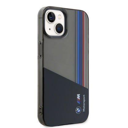 iPhone 15 Kılıf BMW Orijinal Lisanslı Yarı Transparan M Dizayn Çizgili Kılıf