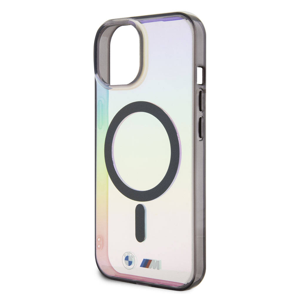 iPhone 15 Kılıf BMW M-safe Şarj Özellikli Transparan Renk Geçişli Iridescent Orijinal Lisanslı Kılıf