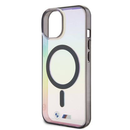 iPhone 15 Kılıf BMW M-safe Şarj Özellikli Transparan Renk Geçişli Iridescent Orijinal Lisanslı Kılıf
