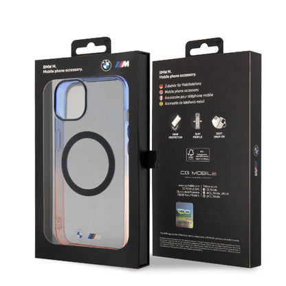 iPhone 15 Kılıf BMW M-safe Şarj Özellikli Transparan Renkli Çerçeveli Orijinal Lisanslı Kılıf