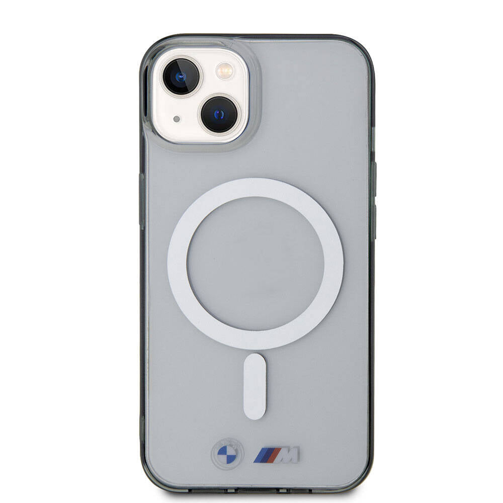 iPhone 15 Kılıf BMW M-safe Şarj Özellikli Transparan Silver Ring Orijinal Lisanslı Kılıf
