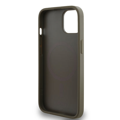iPhone 15 Kılıf DKNY Orjinal Lisanslı M-safe Şarj Özellikli 3D Yazılı Grid Pattern Kılıf
