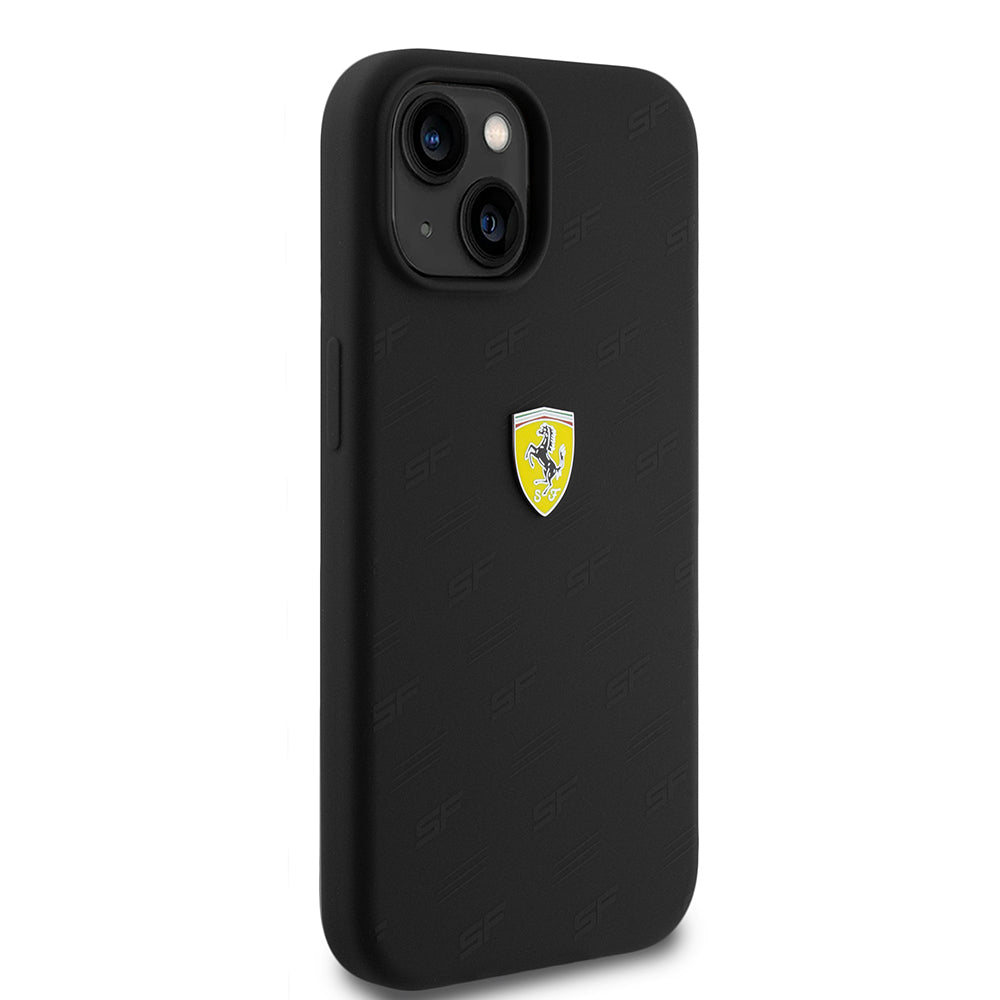 iPhone 15 Kılıf Ferrari Orijinal Lisanslı Metal Logolu SF Yazılı Kılıf