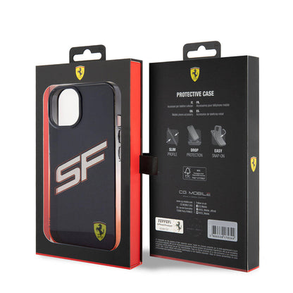 iPhone 15 Kılıf Ferrari Orijinal Lisanslı Transparan SF Yazılı Kenarları Renk Geçişli Kılıf