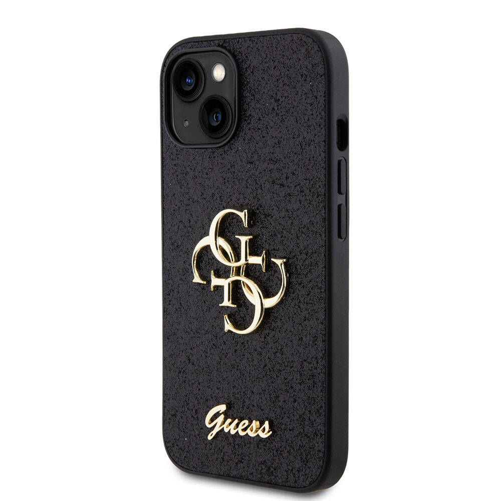 iPhone 15 Kılıf Guess Orijinal Lisanslı 4G Büyük Metal Logolu Glitter Kılıf