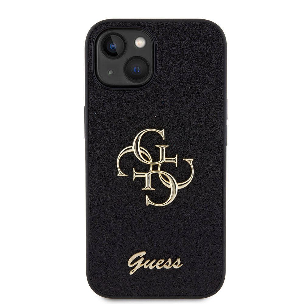 iPhone 15 Kılıf Guess Orijinal Lisanslı 4G Büyük Metal Logolu Glitter Kılıf
