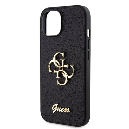 iPhone 15 Kılıf Guess Orijinal Lisanslı 4G Büyük Metal Logolu Glitter Kılıf