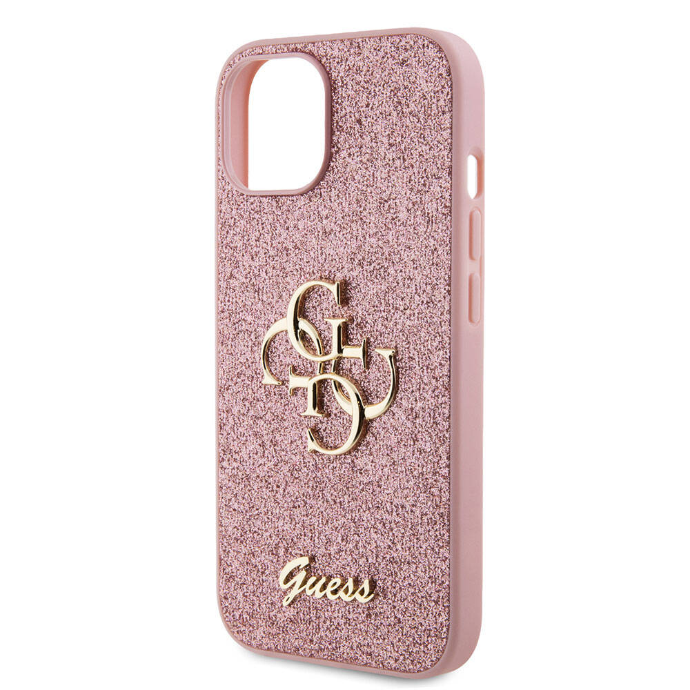 iPhone 15 Kılıf Guess Orijinal Lisanslı 4G Büyük Metal Logolu Glitter Kılıf