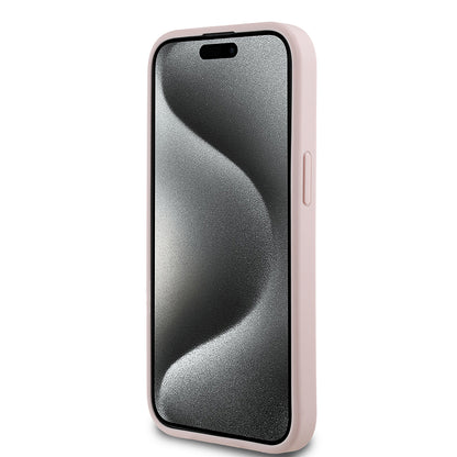 iPhone 15 Kılıf Guess Orijinal Lisanslı Gül Baskılı Büyük Metal Logo Dizaynlı Kılıf