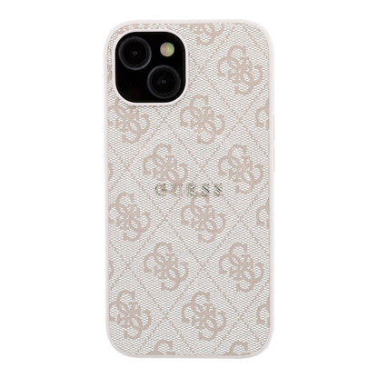 iPhone 15 Kılıf Guess Orijinal Lisanslı M-safe Kabartmalı 4G Desenli Yazı Logolu Kılıf