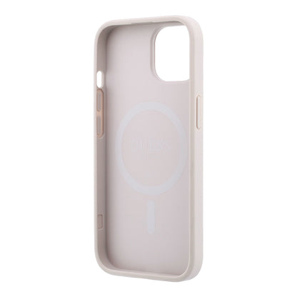iPhone 15 Kılıf Guess Orijinal Lisanslı M-safe Kabartmalı 4G Desenli Yazı Logolu Kılıf
