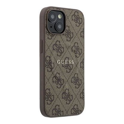 iPhone 15 Kılıf Guess Orijinal Lisanslı M-safe Kabartmalı 4G Desenli Yazı Logolu Kılıf