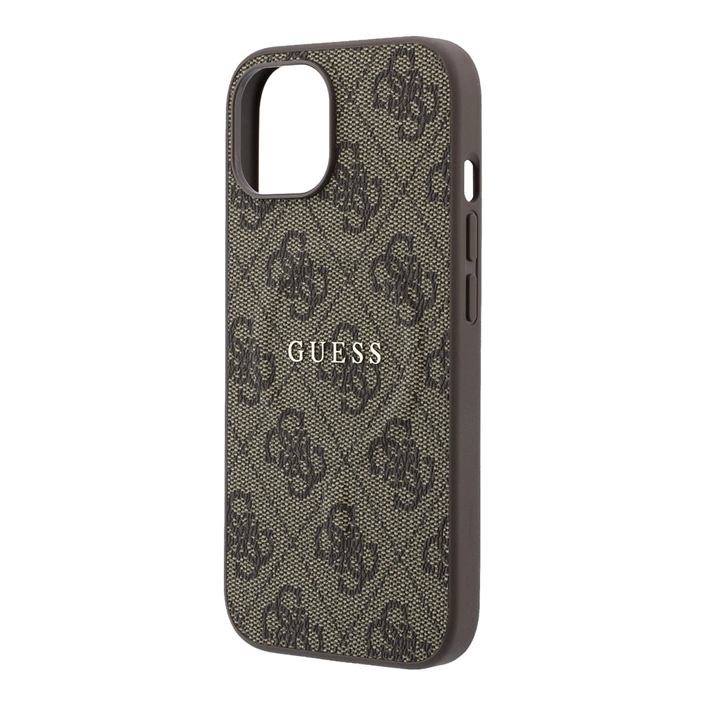 iPhone 15 Kılıf Guess Orijinal Lisanslı M-safe Kabartmalı 4G Desenli Yazı Logolu Kılıf