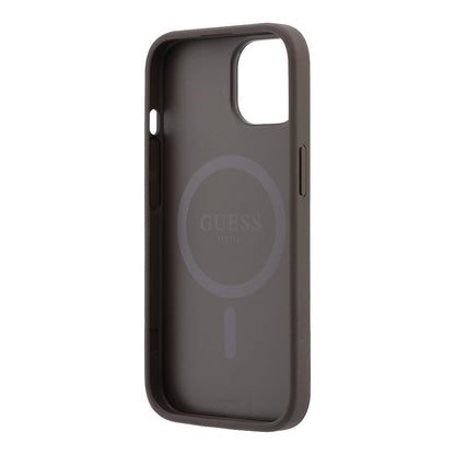 iPhone 15 Kılıf Guess Orijinal Lisanslı M-safe Kabartmalı 4G Desenli Yazı Logolu Kılıf